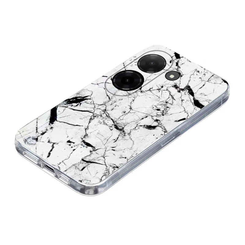 Cover per Xiaomi Redmi A5 4G (171,7mm) / Poco C71 4G in TPU Morbido con Stampa a Marmo - Bianco