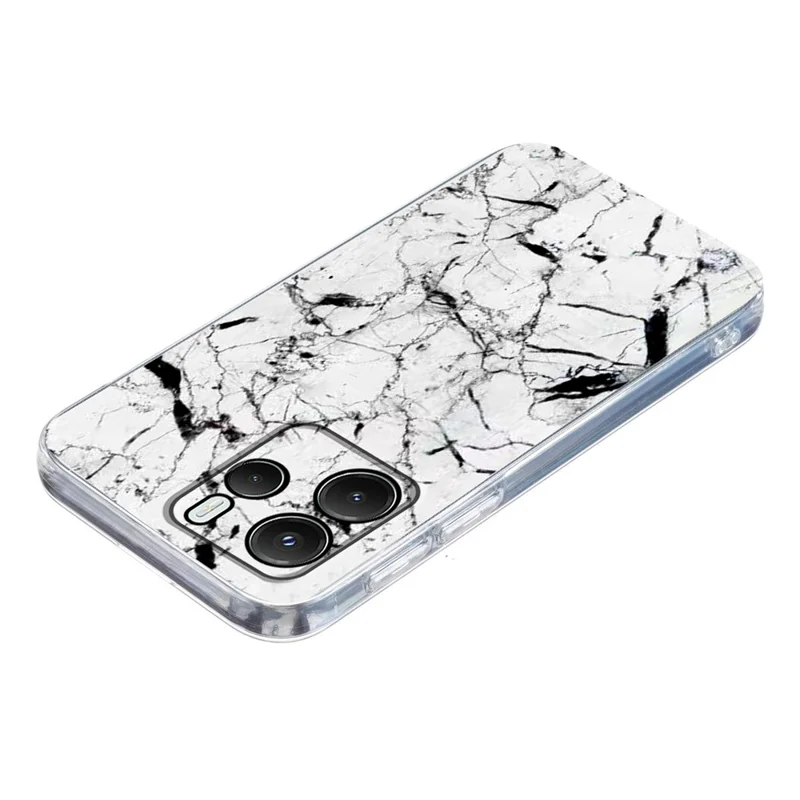 Cover per Xiaomi Redmi Note 14 4G (163,25mm) in TPU Morbido con Stampa a Motivo Marmoreo - Bianco