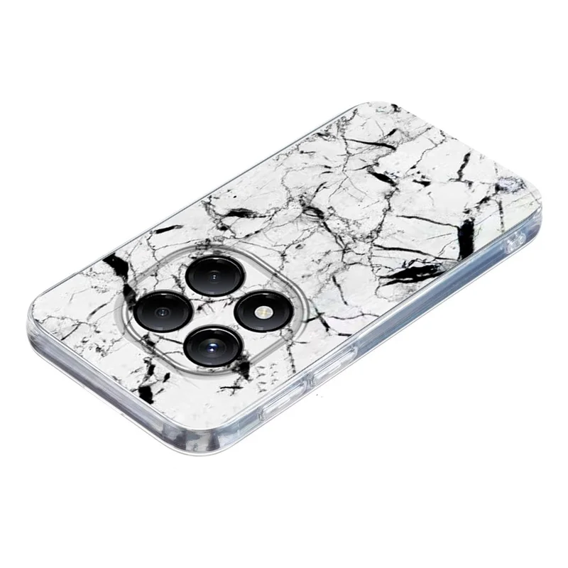 Capa de TPU Macio para Xiaomi Redmi Note 14 Pro 4G / 14 Pro 5G Padrão de Mármore - Branco