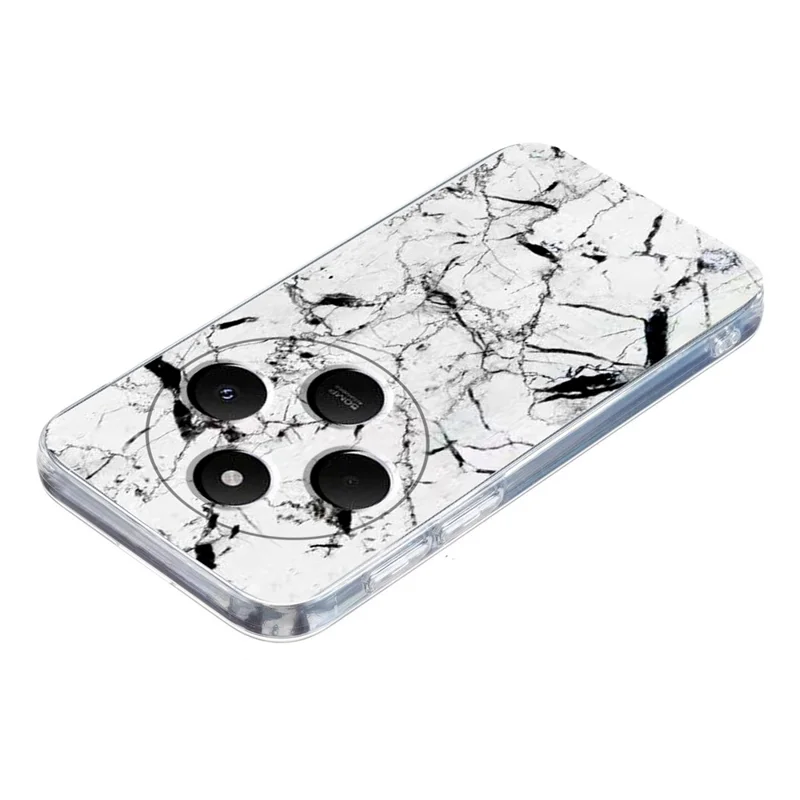 Soft TPU Case for Xiaomi Redmi 14C 4G / 5G / 14R 5G / A4 5G / A3 Pro 4G / Poco M7 5G / C75 4G Marble Pattern Printing Phone Cover - White