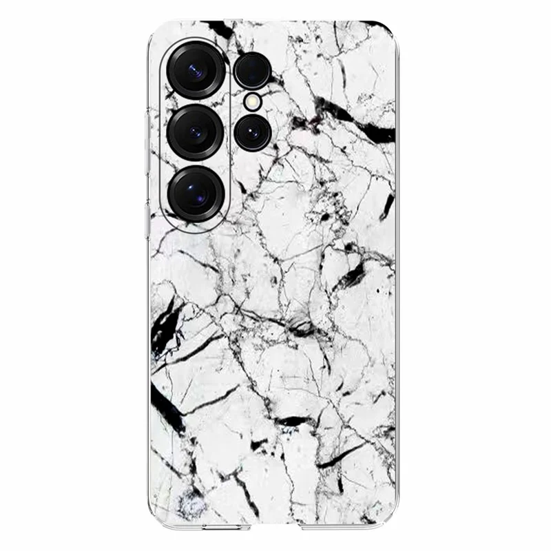 For Samsung Galaxy S24 Ultra Case Marble Pattern Printing Soft TPU Phone Cover - White