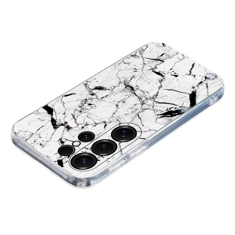 For Samsung Galaxy S24 Ultra Case Marble Pattern Printing Soft TPU Phone Cover - White