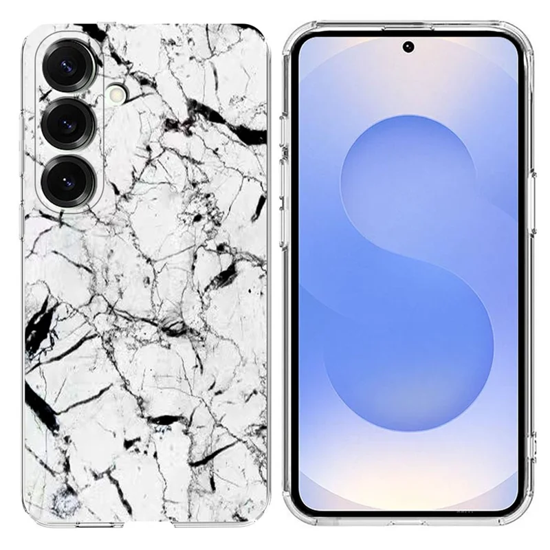 For Samsung Galaxy S25 / S24 Case Marble Pattern Printing Soft TPU Phone Cover - White