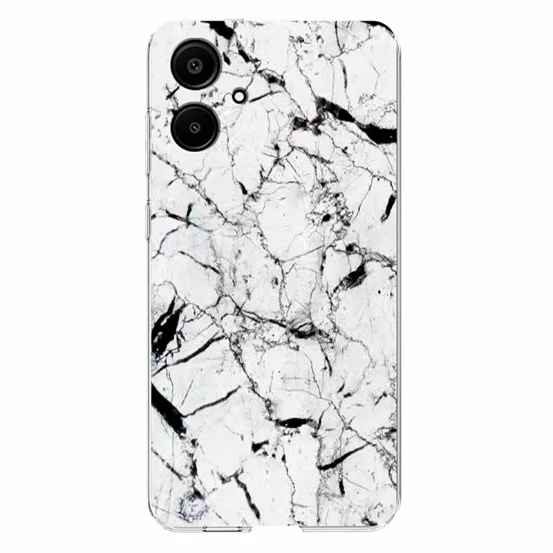 For Samsung Galaxy A06 4G / A06 5G Case Marble Pattern Printing Soft TPU Phone Cover - White