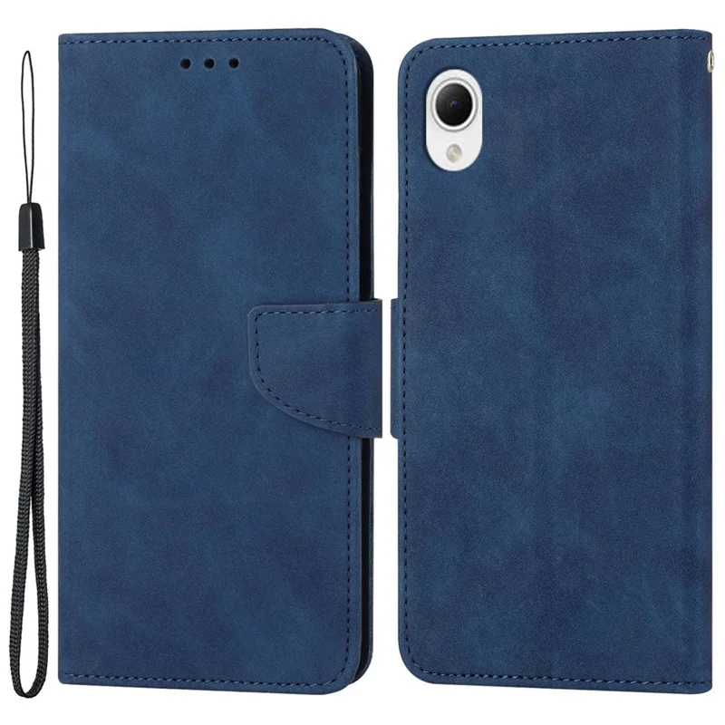 Mobile Phone Case for Samsung Galaxy A23e, Solid Color PU Leather Coated TPU Magnetic Closure Stand Flip Phone Cover - Blue