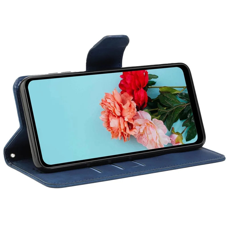 Mobile Phone Case for Samsung Galaxy A23e, Solid Color PU Leather Coated TPU Magnetic Closure Stand Flip Phone Cover - Blue