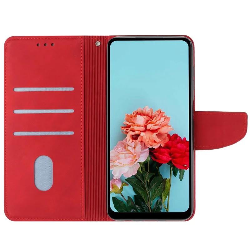 Mobile Phone Case for Samsung Galaxy A23e, Solid Color PU Leather Coated TPU Magnetic Closure Stand Flip Phone Cover - Red