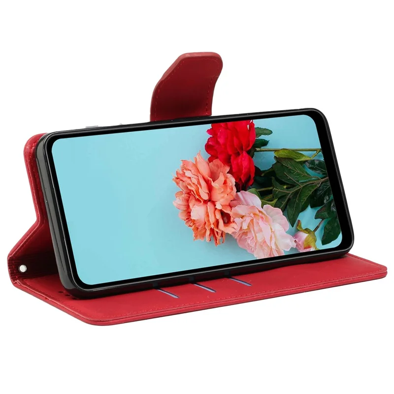 Mobile Phone Case for Samsung Galaxy A23e, Solid Color PU Leather Coated TPU Magnetic Closure Stand Flip Phone Cover - Red