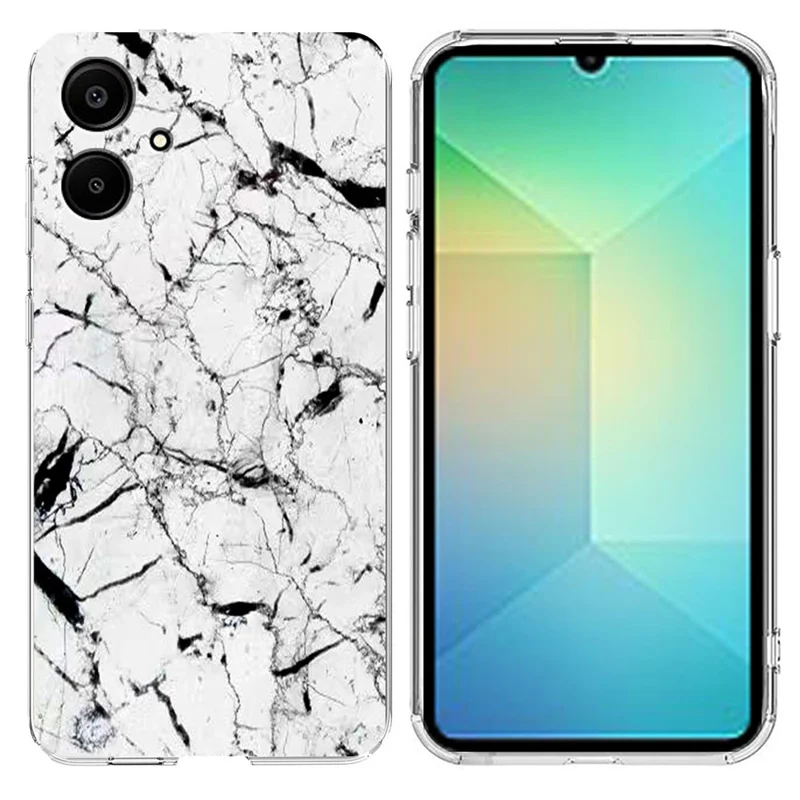For Samsung Galaxy A07 4G Case Marble Pattern Printing Soft TPU Phone Cover - White