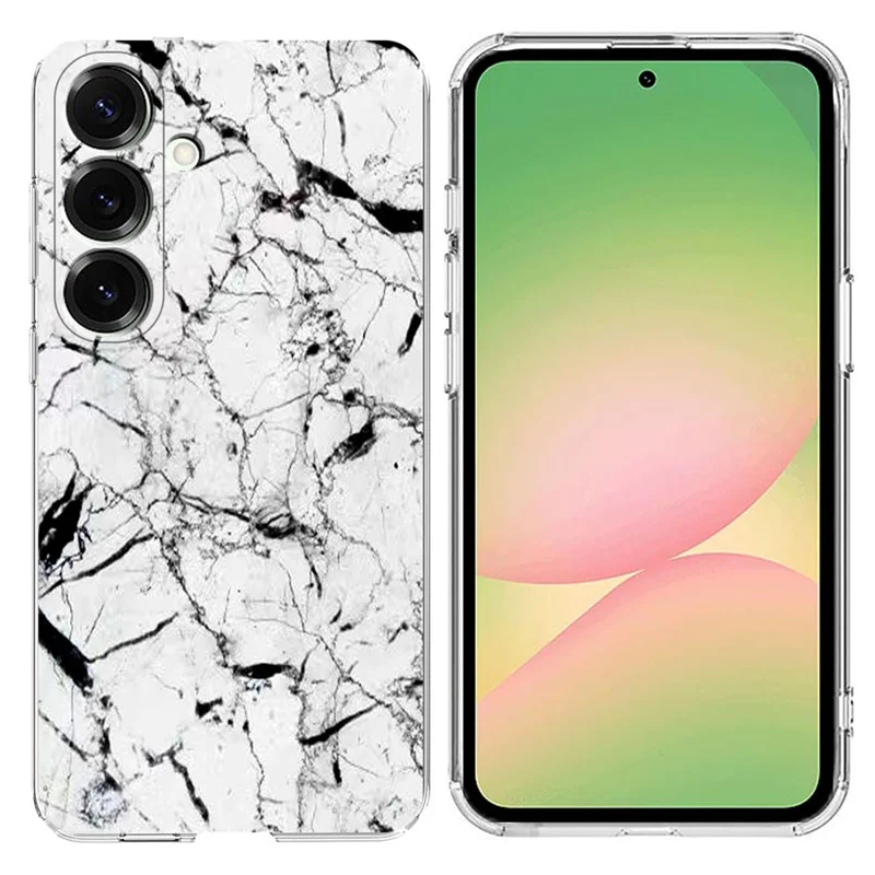 Étui pour Samsung Galaxy A56 5G Motif marbre Impression Coque de téléphone souple en TPU - Blanc
