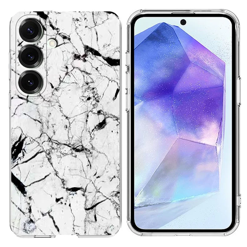 For Samsung Galaxy A55 5G Case Marble Pattern Printing Soft TPU Phone Cover - White