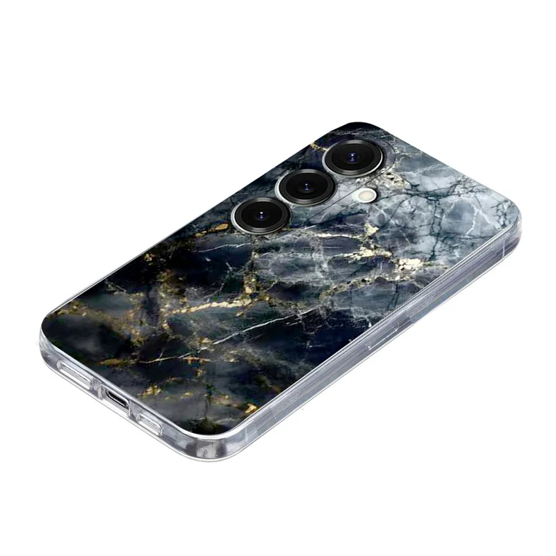 For Samsung Galaxy A25 5G (Global) (161.0mm) Case Marble Pattern Printing Soft TPU Phone Cover - Black