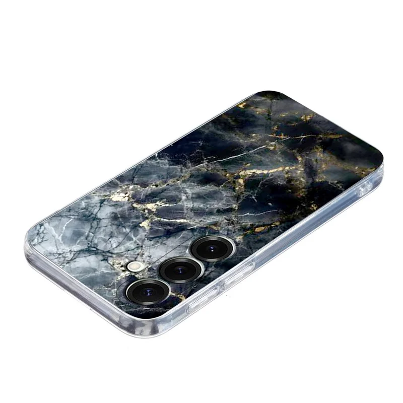 For Samsung Galaxy A25 5G (Global) (161.0mm) Case Marble Pattern Printing Soft TPU Phone Cover - Black