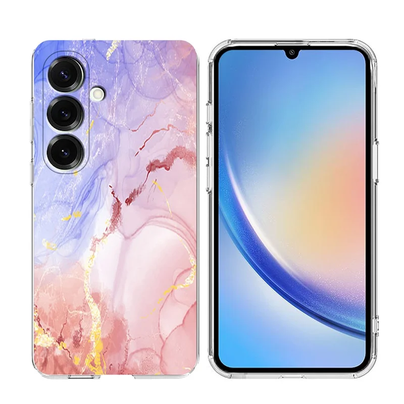 For Samsung Galaxy A34 5G Case Marble Pattern Printing Soft TPU Phone Cover - Pink