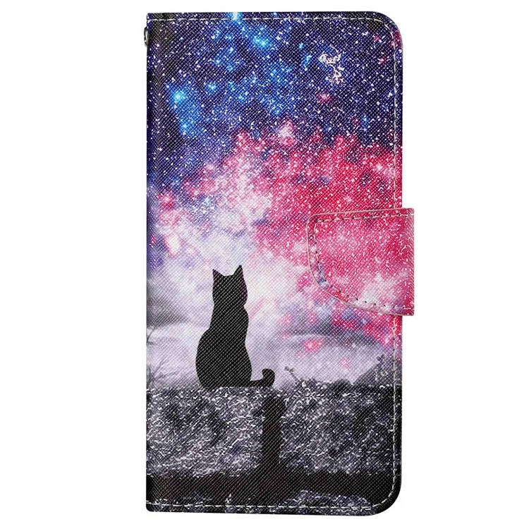 Для Samsung Galaxy A23e Cross Texture PU - Звездное Небо / Кошка
