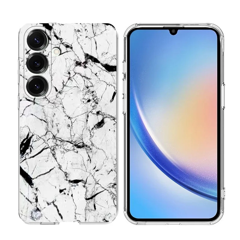 For Samsung Galaxy A14 5G / A14 4G Case Marble Pattern Printing Soft TPU Phone Cover - White