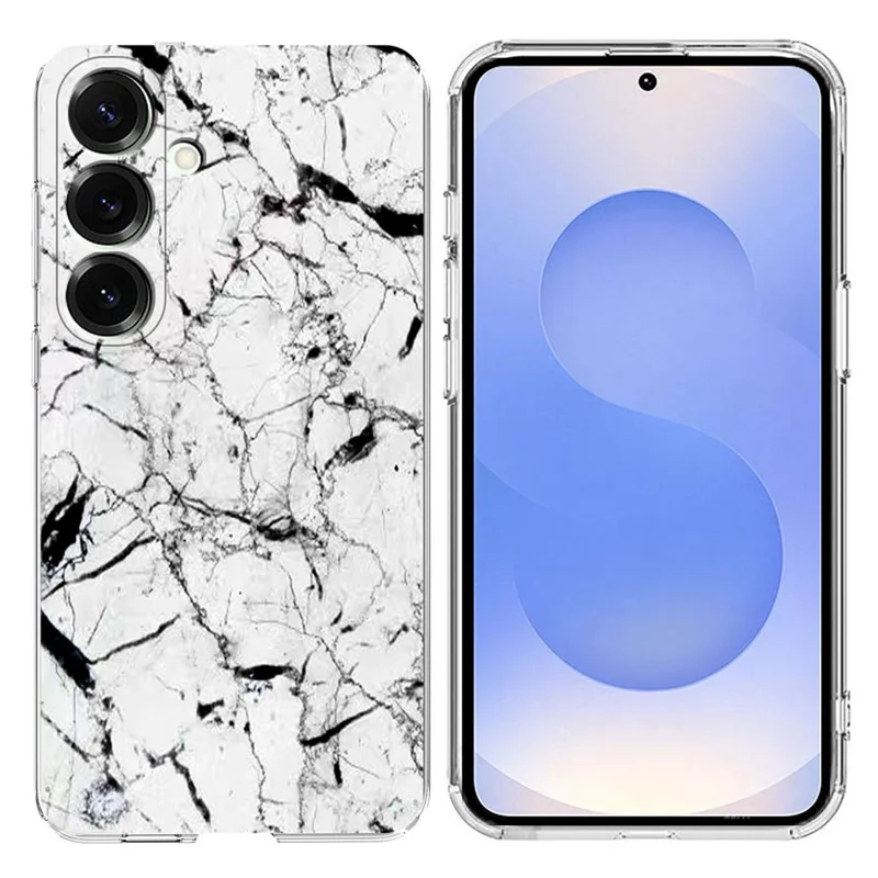 For Samsung Galaxy S24 FE Case Marble Pattern Printing Soft TPU Phone Cover - White
