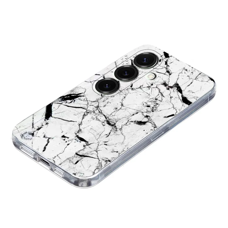 For Samsung Galaxy S24 FE Case Marble Pattern Printing Soft TPU Phone Cover - White