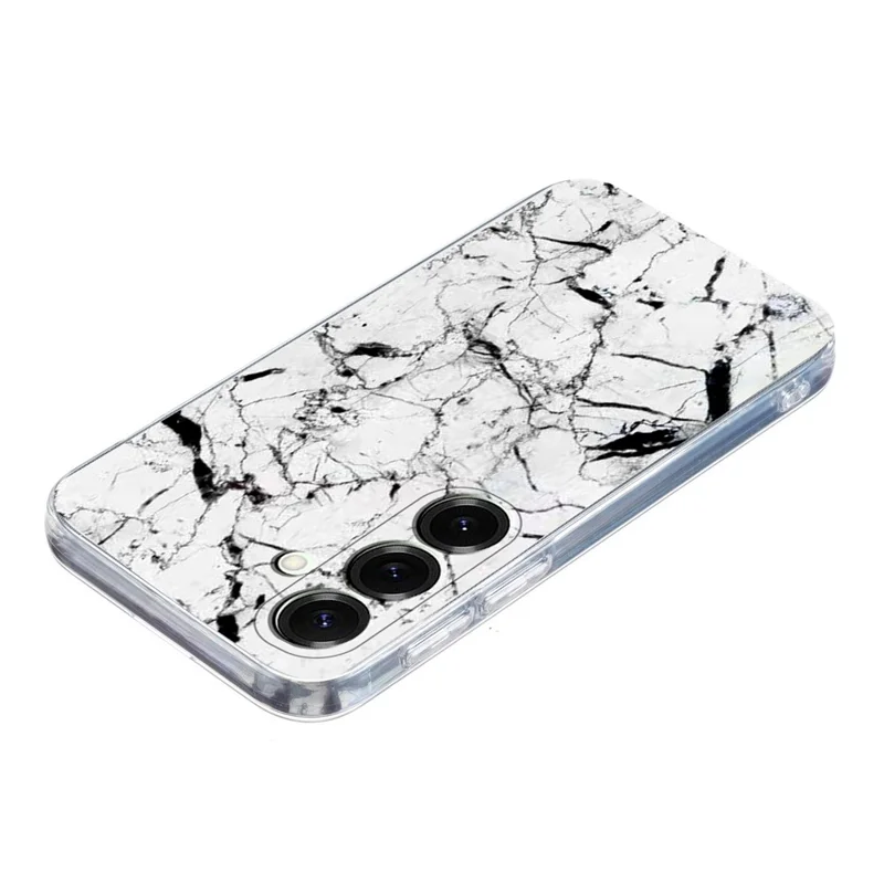 For Samsung Galaxy S24 FE Case Marble Pattern Printing Soft TPU Phone Cover - White