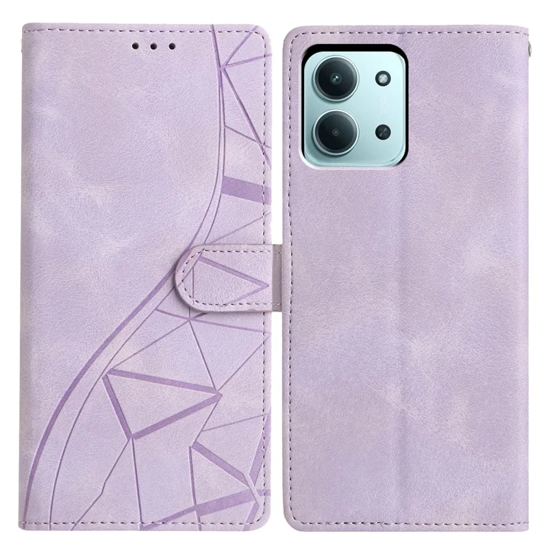 Cover a portafoglio con supporto per Xiaomi Redmi 15C 4G (173mm) / 15C 5G con motivo triangolare stampato - Viola