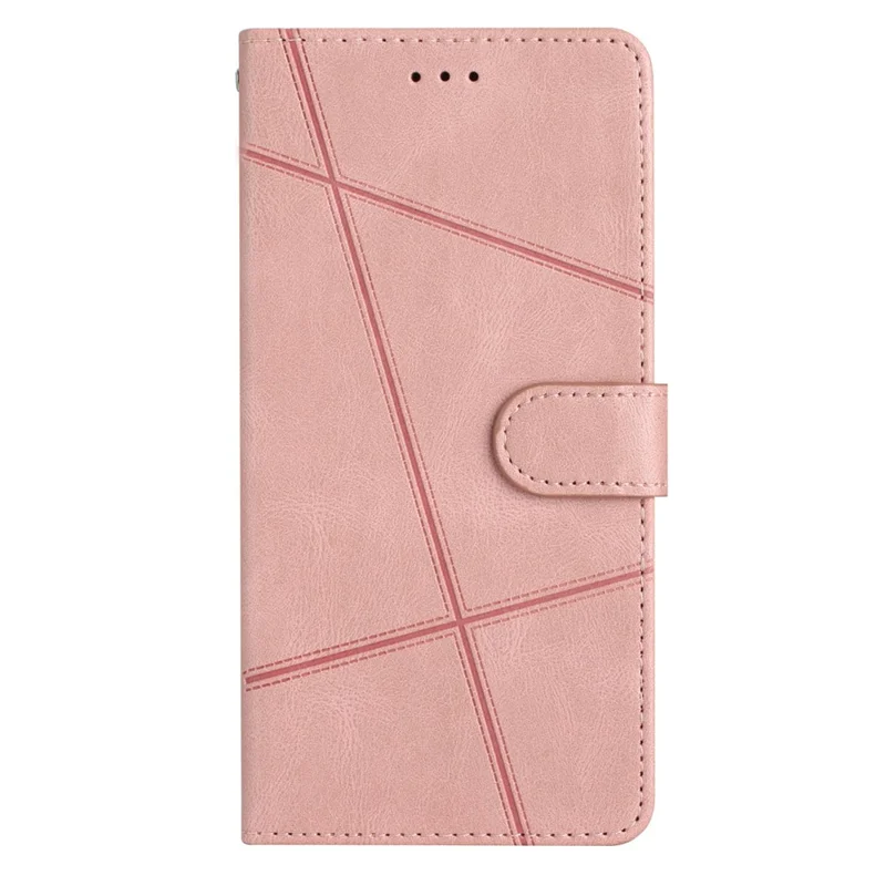 For Xiaomi Redmi 15C 5G (EU) (173mm) / 15C 4G (EU) (173mm) Wallet Case Line Imprinted Skin-Touch Leather Flip Phone Cover - Rose Gold