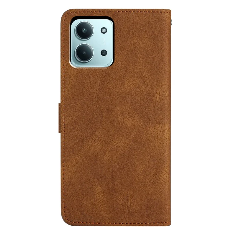 Per Xiaomi Redmi 15C 5G / 15C 4G (173mm) Cover a Portafoglio con Linee Impresse e Effetto Pelle Morbida - Marrone