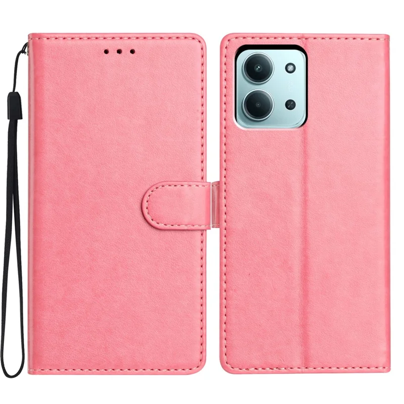 For Xiaomi Redmi 15C 5G (EU) (173mm) / 15C 4G (EU) (173mm) Leather Case Wallet Stand Phone Cover with Handy Strap - Rose Gold