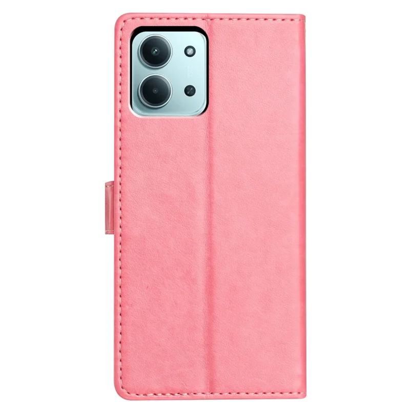For Xiaomi Redmi 15C 5G (EU) (173mm) / 15C 4G (EU) (173mm) Leather Case Wallet Stand Phone Cover with Handy Strap - Rose Gold