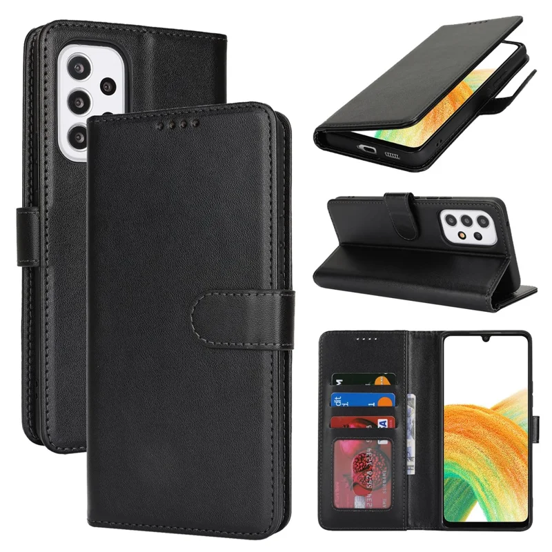 Für Samsung Galaxy A33 5G Standhülle Stoßfeste Lederbrieftasche Handyhülle - Schwarz