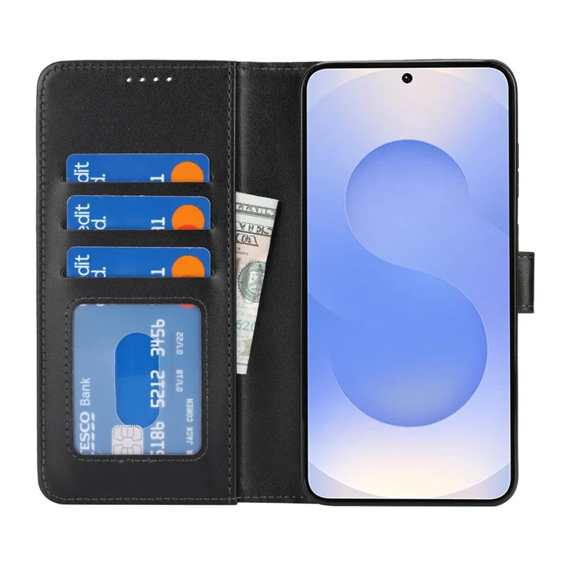 Pour Samsung Galaxy S24 Étui avec Support Antichoc Portefeuille en Cuir pour Téléphone - Noir