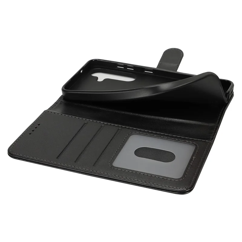 Pour Samsung Galaxy S24 Étui avec Support Antichoc Portefeuille en Cuir pour Téléphone - Noir