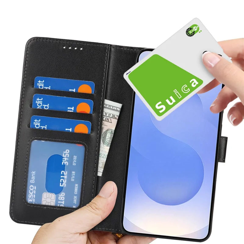 Pour Samsung Galaxy S24 Étui avec Support Antichoc Portefeuille en Cuir pour Téléphone - Noir