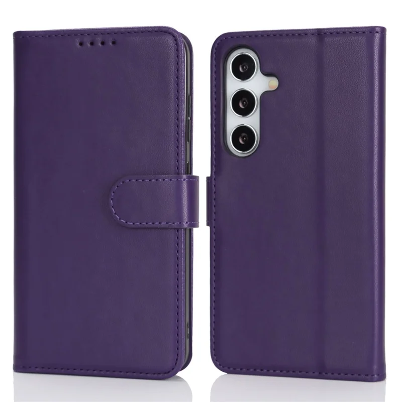 For Samsung Galaxy S24 Stand Case Shockproof Leather Wallet Phone Cover - Dark Purple