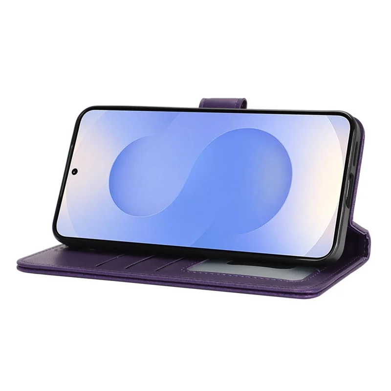 For Samsung Galaxy S24 Stand Case Shockproof Leather Wallet Phone Cover - Dark Purple
