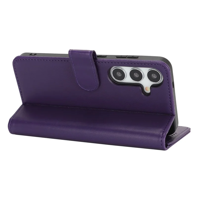 For Samsung Galaxy S24 Stand Case Shockproof Leather Wallet Phone Cover - Dark Purple