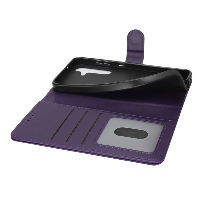For Samsung Galaxy S24 Stand Case Shockproof Leather Wallet Phone Cover - Dark Purple