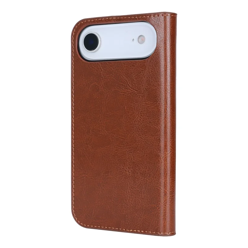 For iPhone Air Case Crazy Horse Texture Split Leather Wallet Phone Cover - Light Brown