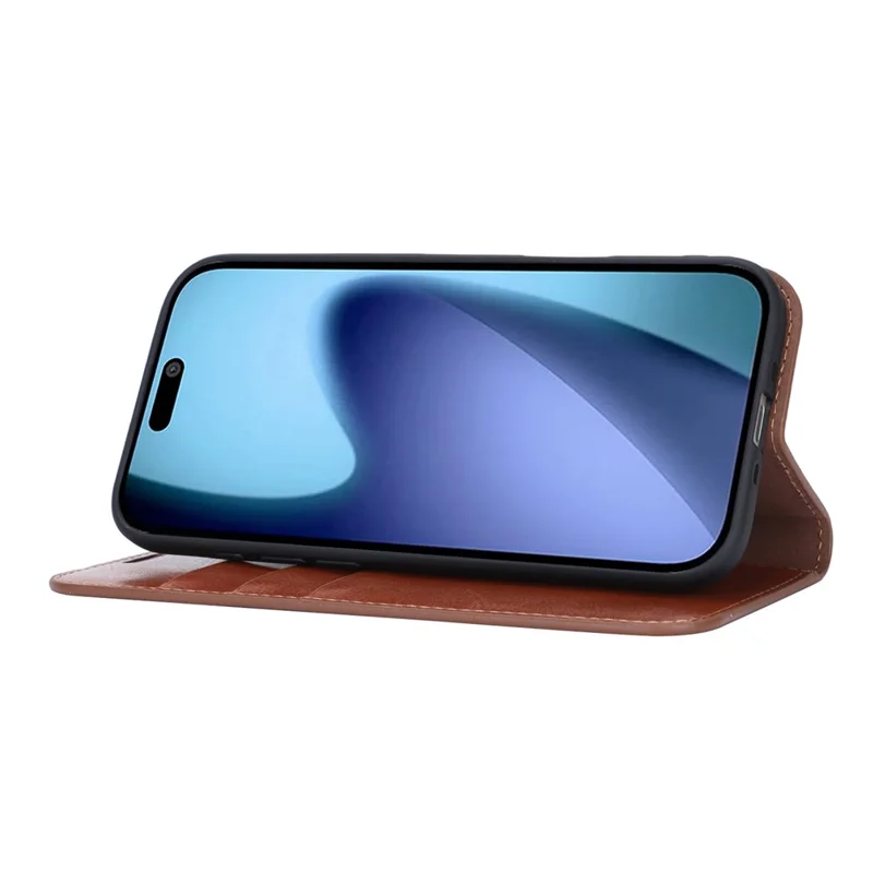 For iPhone Air Case Crazy Horse Texture Split Leather Wallet Phone Cover - Light Brown