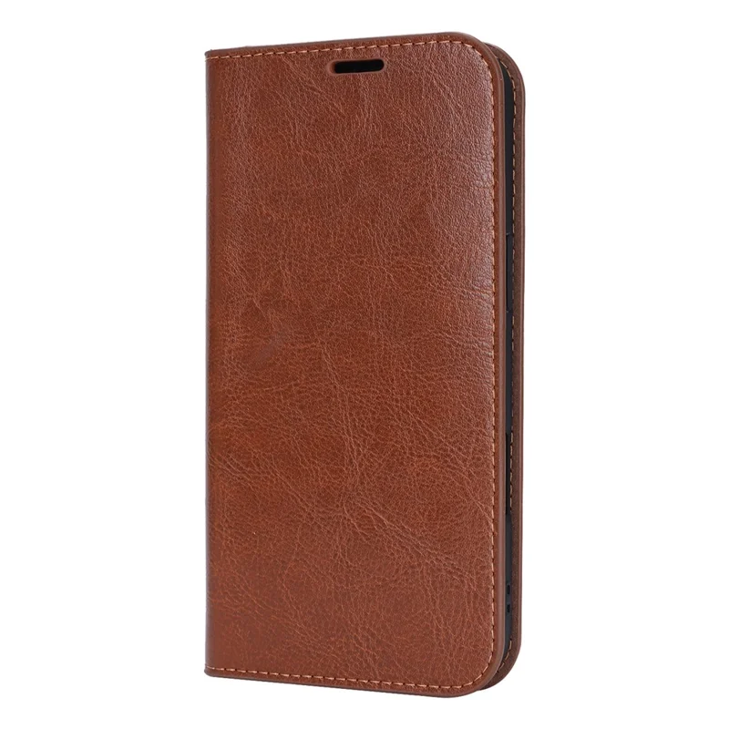 For iPhone Air Case Crazy Horse Texture Split Leather Wallet Phone Cover - Light Brown