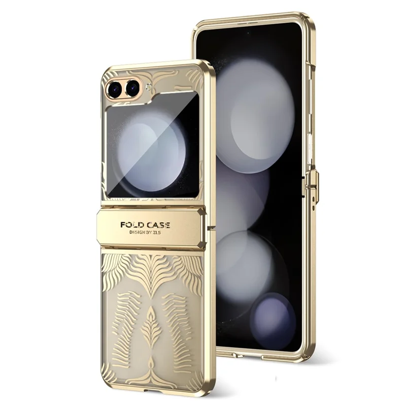 Cover per Samsung Galaxy Z Flip7 FE 5G / Flip6 5G, Cover Rigida in PC con Design del Telaio ad Ala per Retro Telefono - Oro