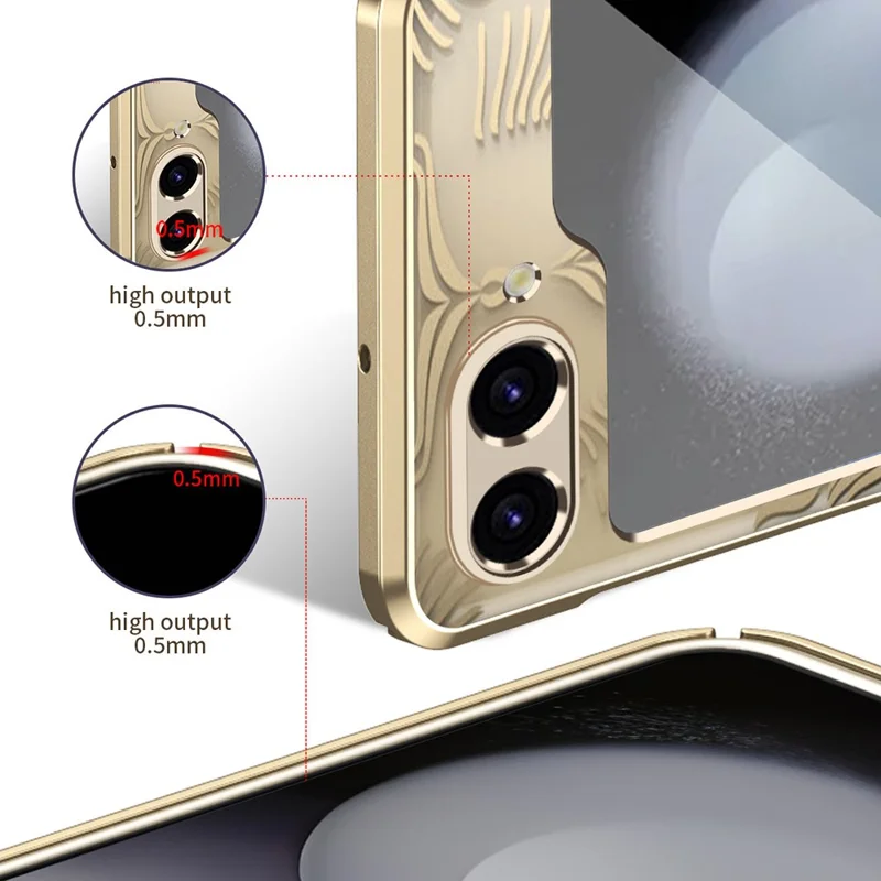 Cover per Samsung Galaxy Z Flip7 FE 5G / Flip6 5G, Cover Rigida in PC con Design del Telaio ad Ala per Retro Telefono - Oro