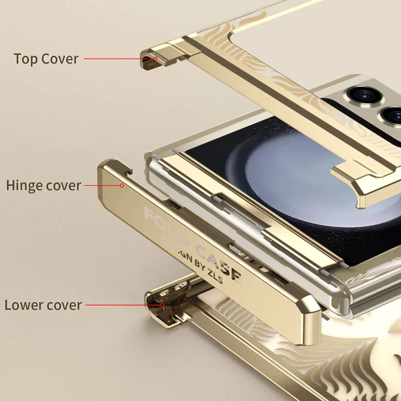 Cover per Samsung Galaxy Z Flip7 FE 5G / Flip6 5G, Cover Rigida in PC con Design del Telaio ad Ala per Retro Telefono - Oro