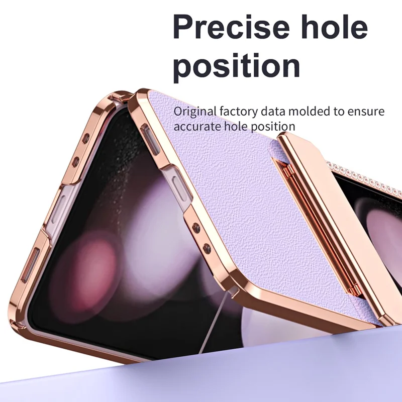 Для Samsung Galaxy Z Flip7 FE 5G / Flip6 5G Чехол Декор из страз Гальваническое покрытие Искусственная кожа + ПК Чехол для телефона - Фиолетовый