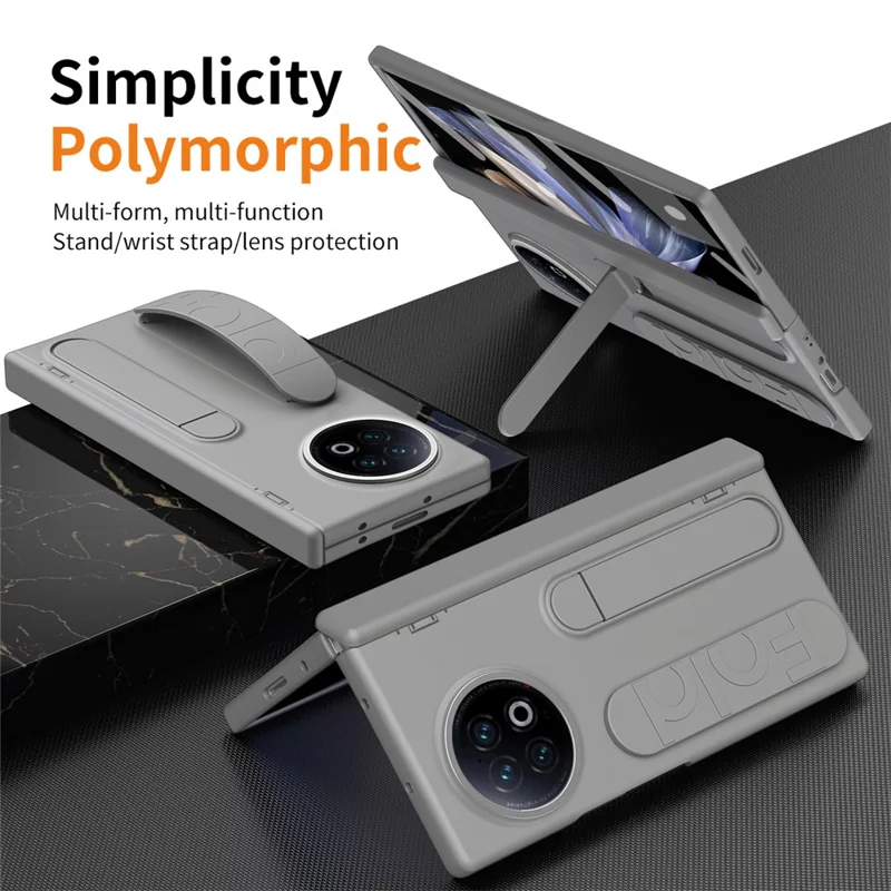 Étui pour vivo X Fold2 avec Béquille et Bracelet - Coque Rigide pour Téléphone - Gris