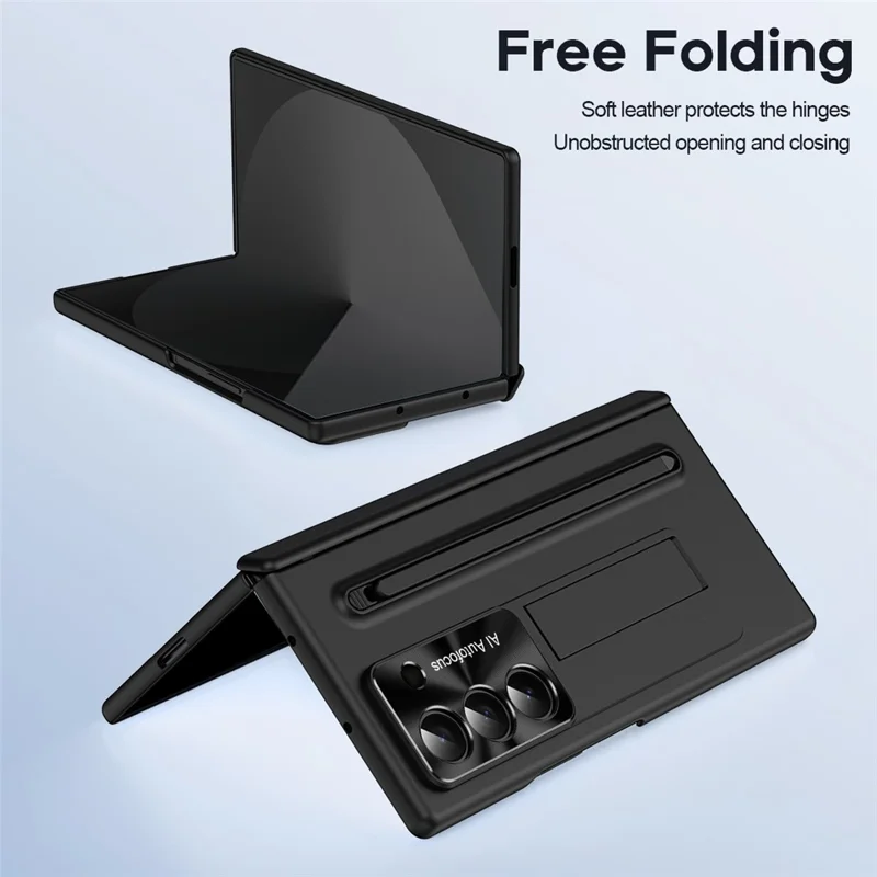 Für Samsung Galaxy Z Fold6 5G Hülle PC Handyhülle mit Ständer und Stylus-Stift - Schwarz