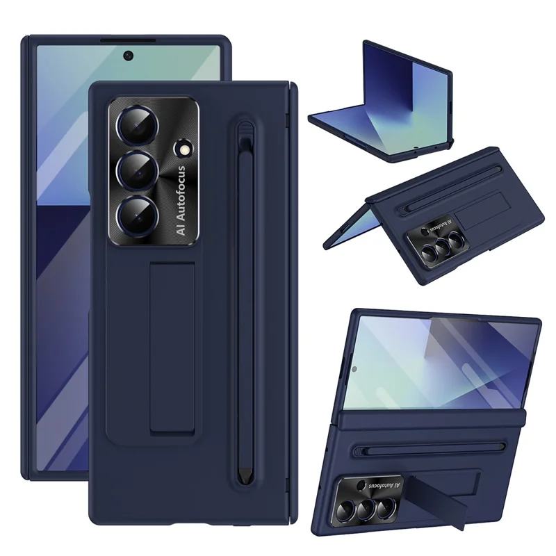 Für Samsung Galaxy Z Fold7 5G Hülle PC Handyhülle mit Ständer und Stylus-Stift - Blau