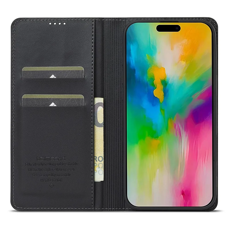 LC.IMEEKE L1 Серия для iPhone 17 Чехол из искусственной кожи-кошелек со складной подставкой Защитный чехол для телефона - Черный