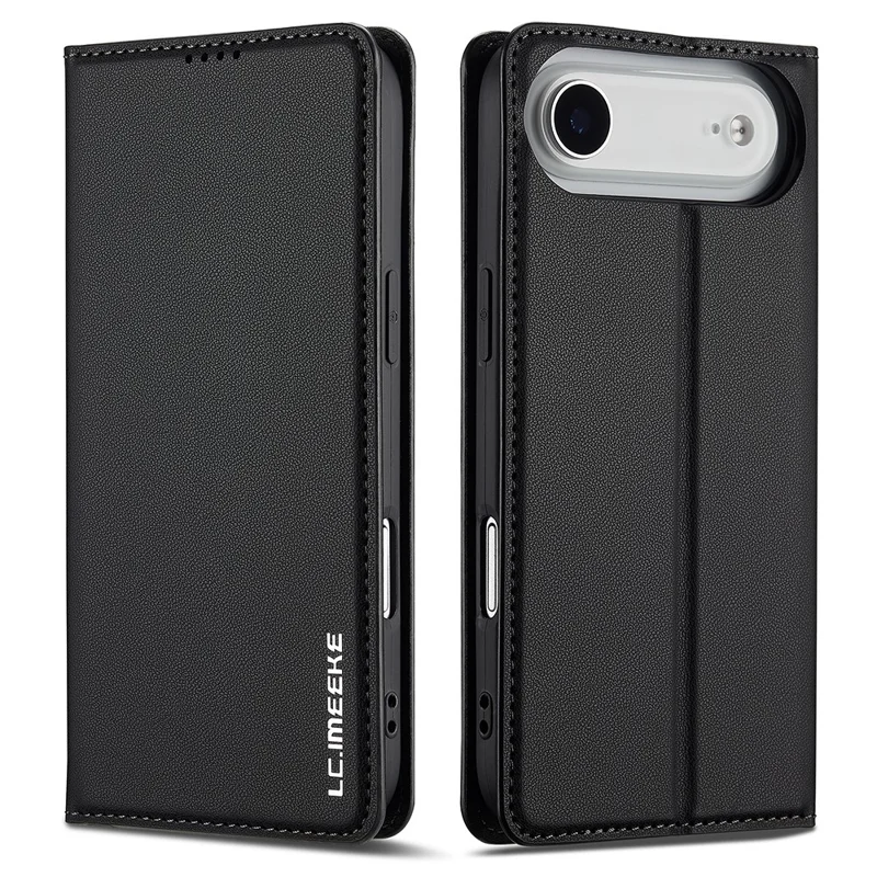 LC.IMEEKE L1 Series для iPhone 17 Чехол из искусственной кожи с отделением для карт и подставкой - Черный