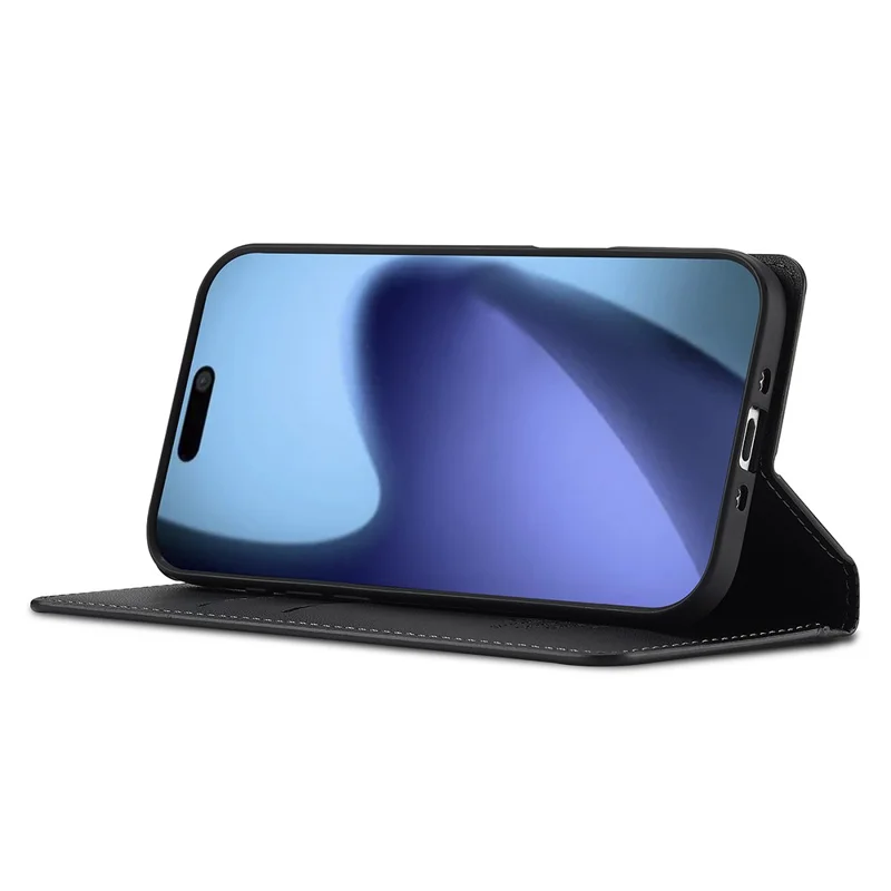 LC.IMEEKE L1 Series для iPhone 17 Чехол из искусственной кожи с отделением для карт и подставкой - Черный