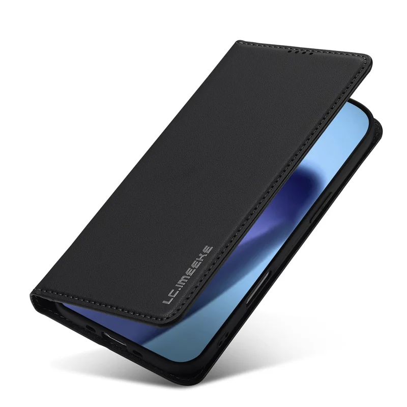 LC.IMEEKE L1 Series для iPhone 17 Чехол из искусственной кожи с отделением для карт и подставкой - Черный